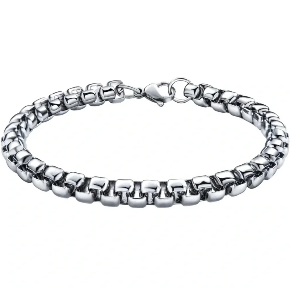 7mm Square Rolo Stainless Steel Bracelet for Men & Women - Picture 2 of 8